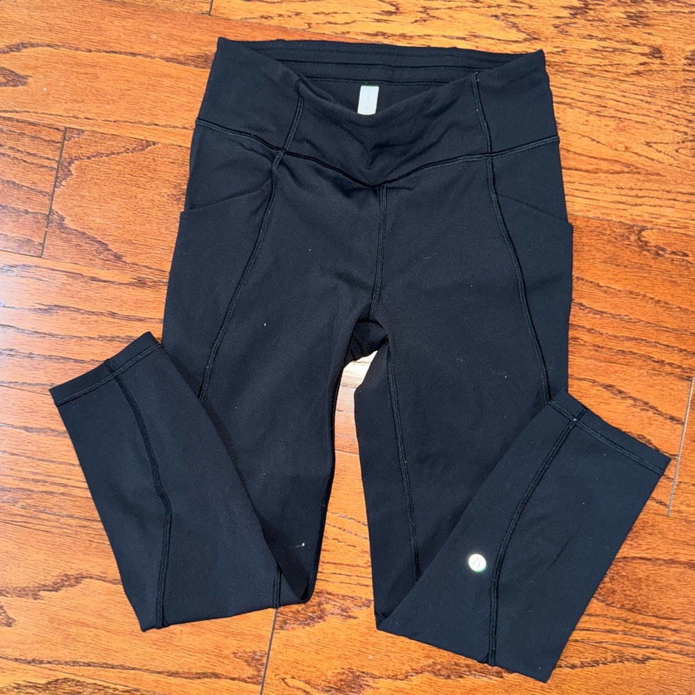 Black Full Length Leggings with Wide Waistband and Slim Fit